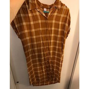 Orange plaid button up dress